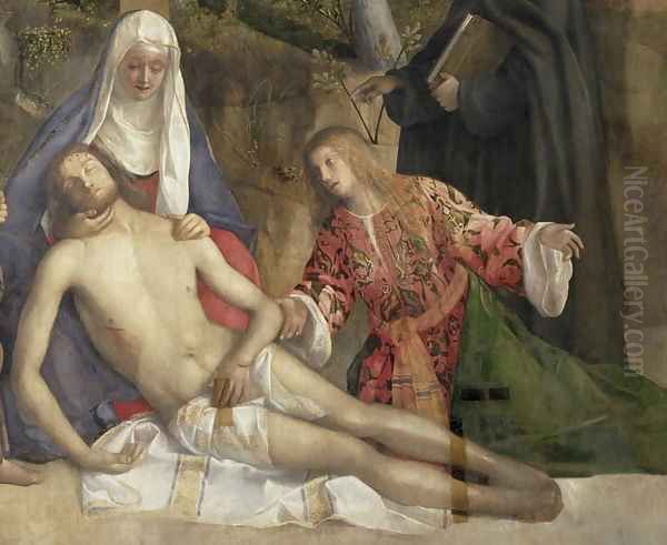 Mourning the Dead Christ at the Foot of the Cross Oil Painting by Giovanni Bellini