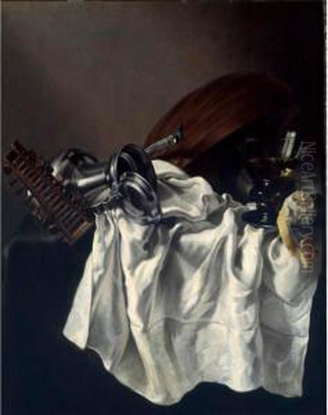 Still Life With A Lute Oil Painting by Willem Van Odekerken