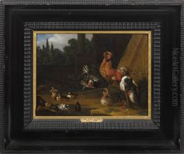 Geflugelhof Mit Enten Und Huhnern Oil Painting by Adriaen van Oolen