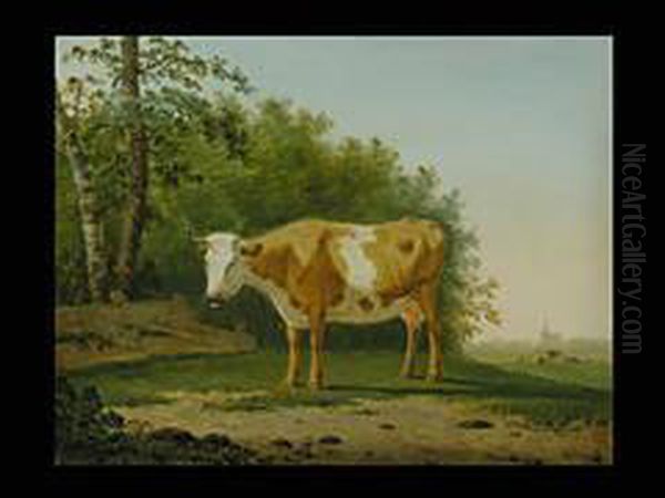 Kuh Auf Der Weide Oil Painting by Hendrik Van Oort