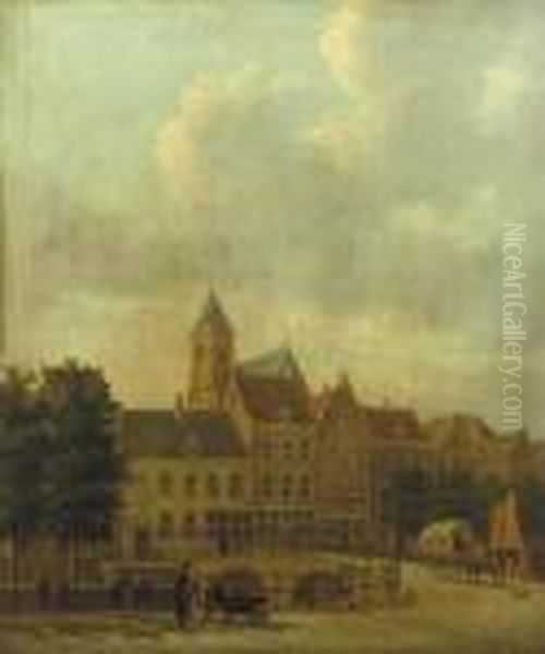 A View Of The Nieuwegracht Oil Painting by Hendrik Van Oort