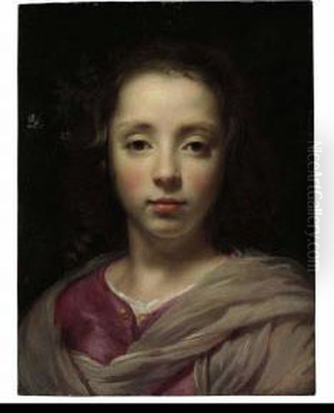 Head Of A Young Girl Oil Painting by Jacob Cornelisz Van Oostsanen