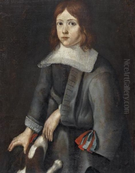 Portrait D'un Jeune Garcon Avec Son Chien Oil Painting by Jacob Cornelisz Van Oostsanen