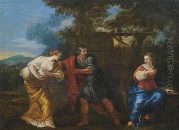 Loth And His Daughters Oil Painting by Jacob Ii Van Oost