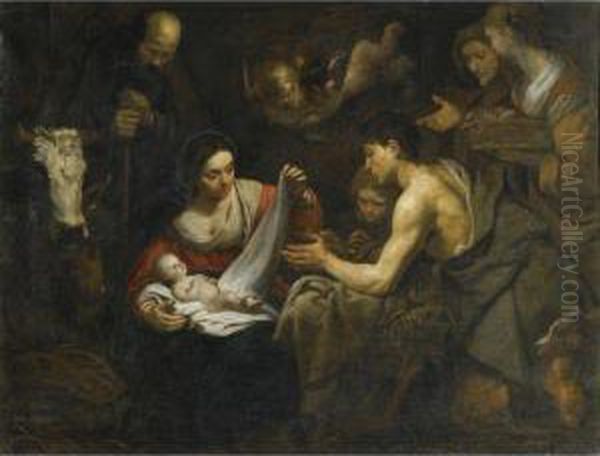 Adoration Of The Shepherds Oil Painting by Jacob Ii Van Oost