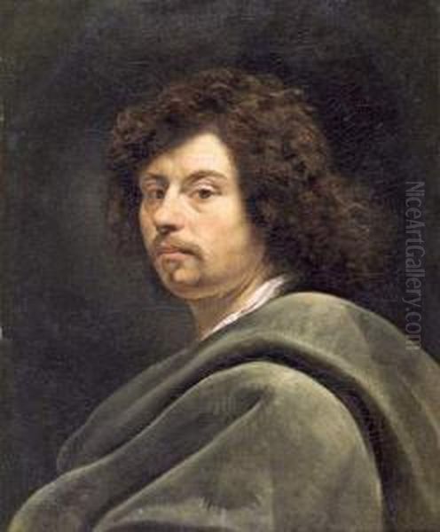 Portrait D'homme A La Draperie Verte Oil Painting by Jacob Ii Van Oost