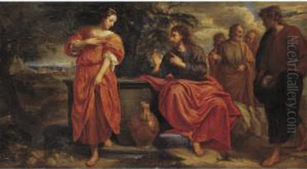 Christ And The Samaritan Woman At The Well Oil Painting by Jacob Ii Van Oost