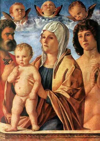 Madonna with Child and Sts Peter and Sebastian Oil Painting by Giovanni Bellini