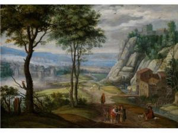 Landschaft Mit Baumen Und Felsen Oil Painting by Isaak van Oosten