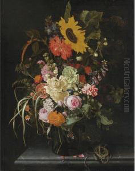 Still Life Of Roses Oil Painting by Maria van Oosterwyck