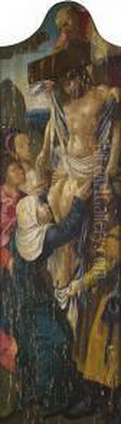 Descent From The Cross Oil Painting by Jacob Cornelisz. Van Oostsanen