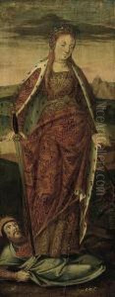 Saint Catherine Of Alexandria Oil Painting by Jacob Cornelisz. Van Oostsanen