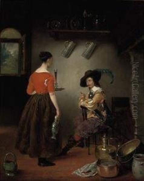 A Demanding Customer Oil Painting by Levinus Petrus Van Oppen