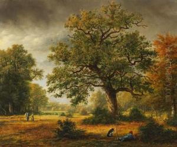 Gewitterlandschaft Mit Figurenstaffage Oil Painting by Georgius Jacobus J. Van Os