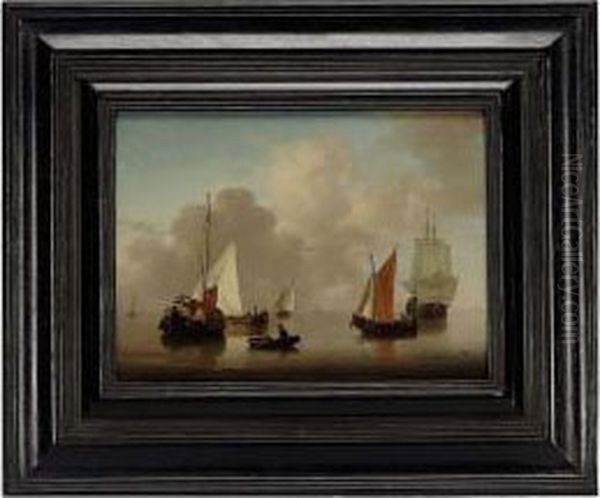 Shipping In A Calm Oil Painting by Jan van Os