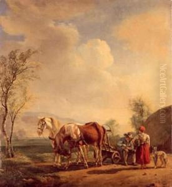 La Halte Pendant Le Labour Oil Painting by Pieter Frederick Van Os