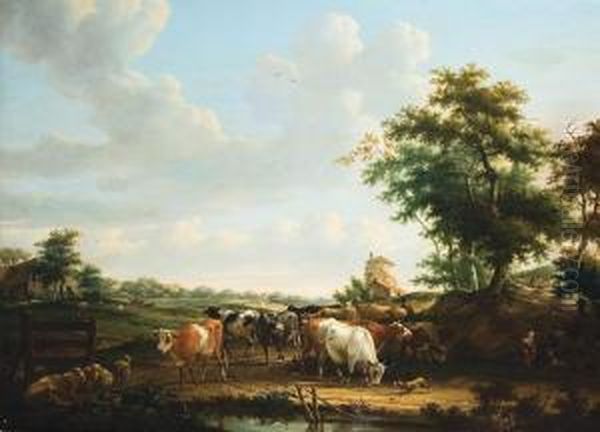 Veebij De Drinkplaats by Pieter Gerardus Van Os