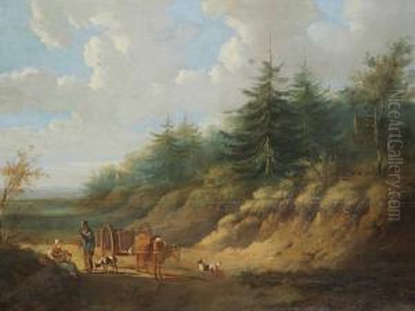 Landschap Met Boer Oil Painting by Pieter Gerardus Van Os