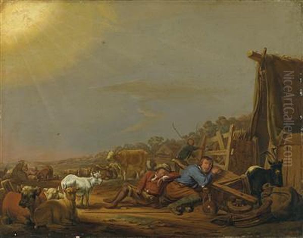 Annunication To The Shepherds Oil Painting by Jan Van Ossenbeck