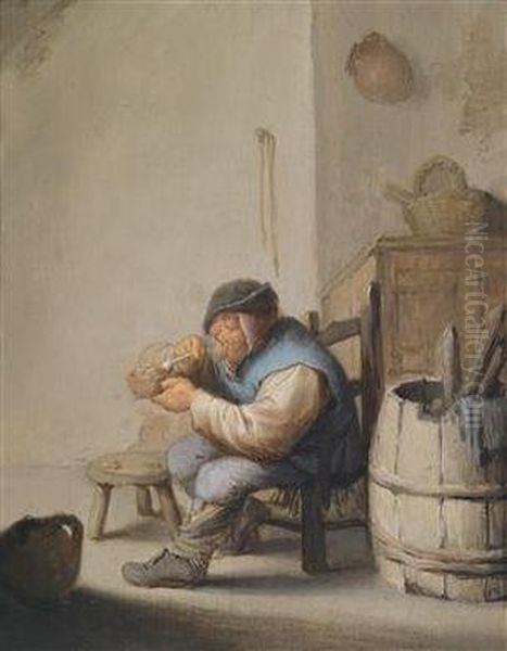 The Pipe Smoker Oil Painting by Isaack Jansz. van Ostade