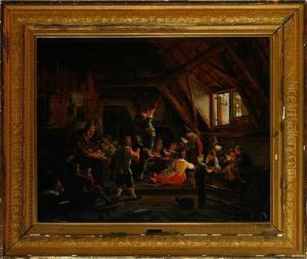 Interior From A Country Classroom Oil Painting by Johannes Dirckz. Van Oudenrogge