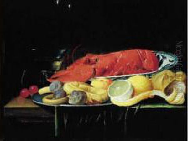 Nature Morte Au Homard Oil Painting by Pieter Van Overschie