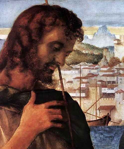 Madonna and Child with St John the Baptist and a Saint (detail) Oil Painting by Giovanni Bellini