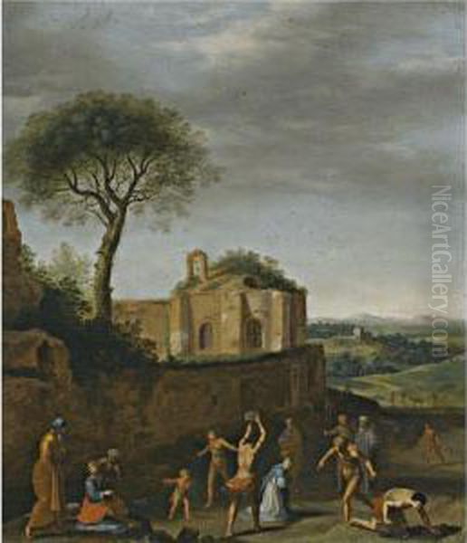 The Stoning Of Saint Stephen Oil Painting by Cornelis Van Poelenburch