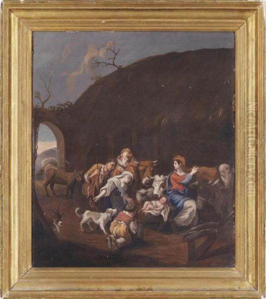 The Adoration Of The Shepherds Oil Painting by Cornelis Van Poelenburch