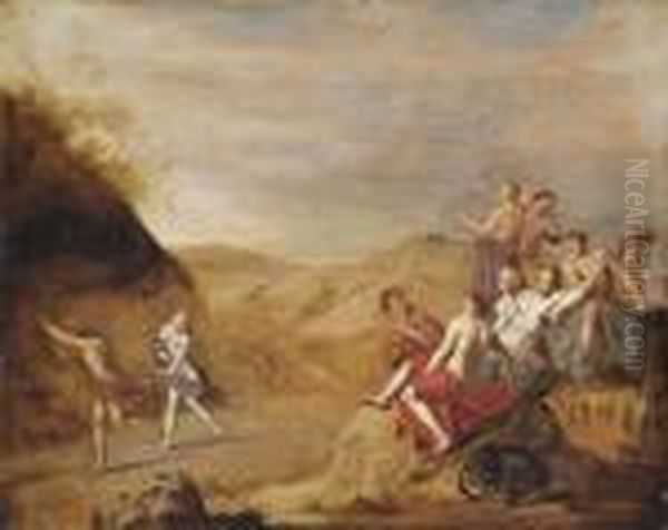 A Mountainous Landscape With Classical Figures Oil Painting by Cornelis Van Poelenburch