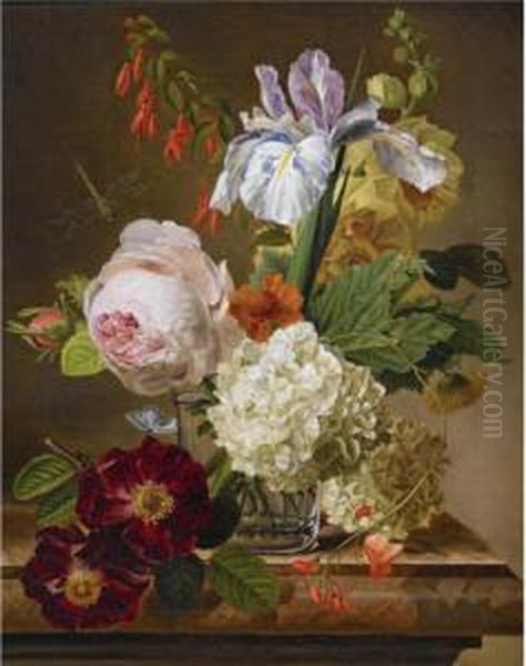 A Bouquet Of Flowers In A Vase Oil Painting by Christiaan van Pol