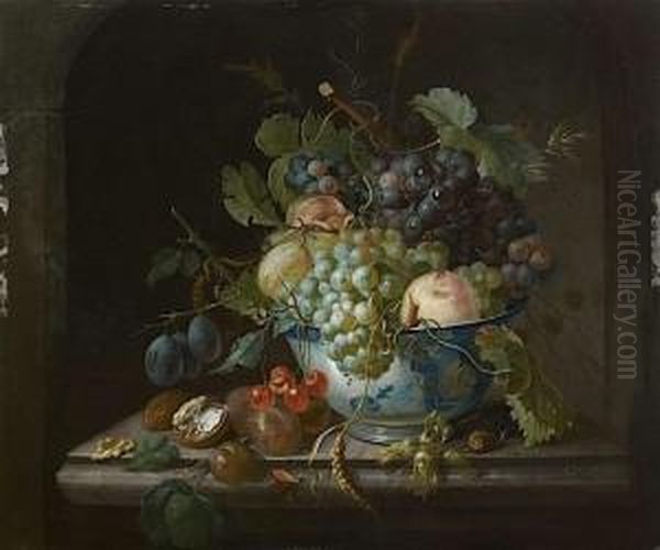 Nature Morte De Fruits Dans Une Coupe Wan-li Posee Sur Un Entablement Oil Painting by Christiaan van Pol