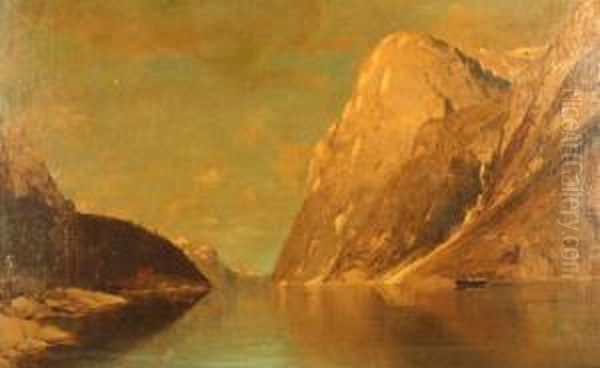 Fjordlandschaft Oil Painting by Jacobus Johannes Van Poorten