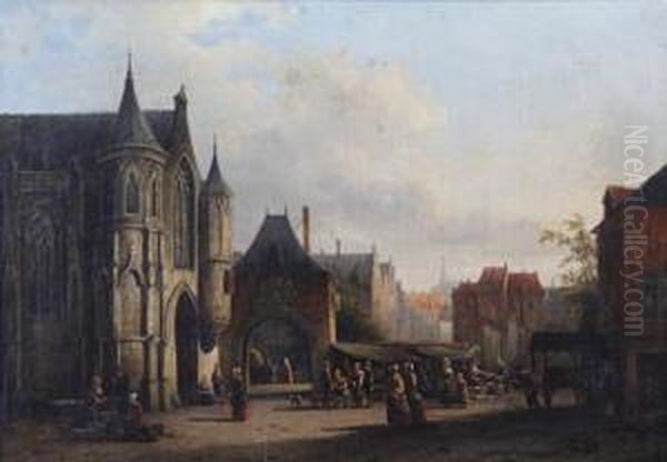 Market Day Oil Painting by Alexander Salomon Van Praag