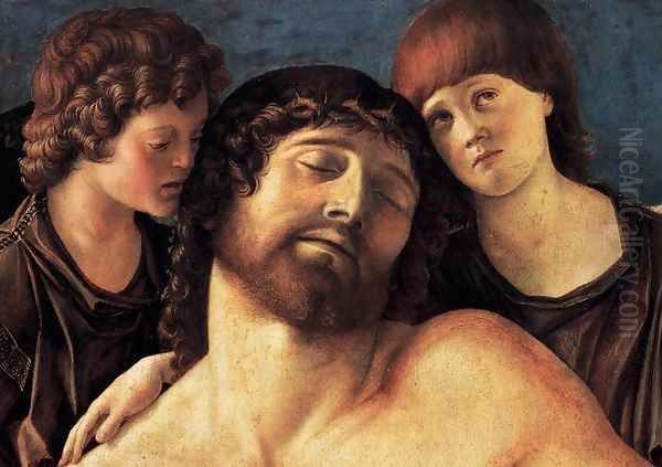 Dead Christ Supported by Two Angels (detail) 2 Oil Painting by Giovanni Bellini