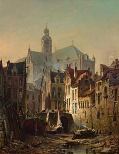 City View Oil Painting by Marinus van Raden