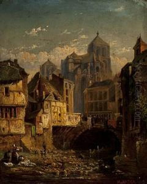 View Of A City Oil Painting by Marinus van Raden