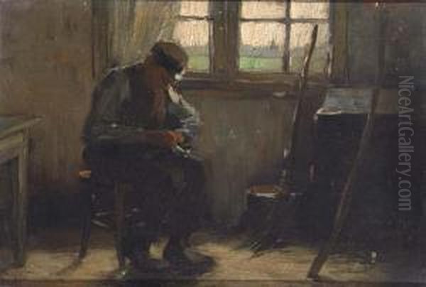 A Man In His Workshop Oil Painting by Alexander Gerhard Anton Ridder Van Rappard