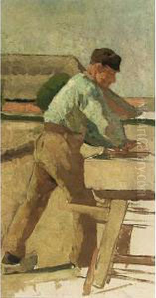 A Workman At A Bench Oil Painting by Alexander Gerhard Anton Ridder Van Rappard