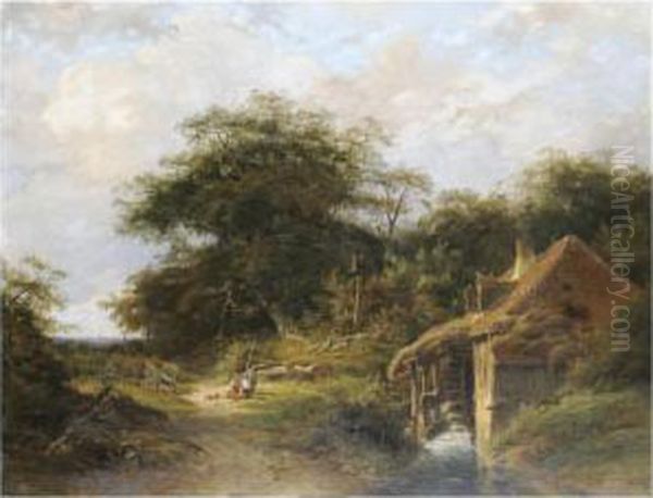 A Rest By The Watermill Oil Painting by Jan Gijsb. Van Ravenswaay