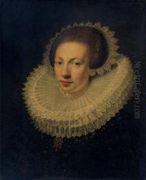 Portrait De Femme A La Collerette Oil Painting by Jan Anthonisz Van Ravesteyn