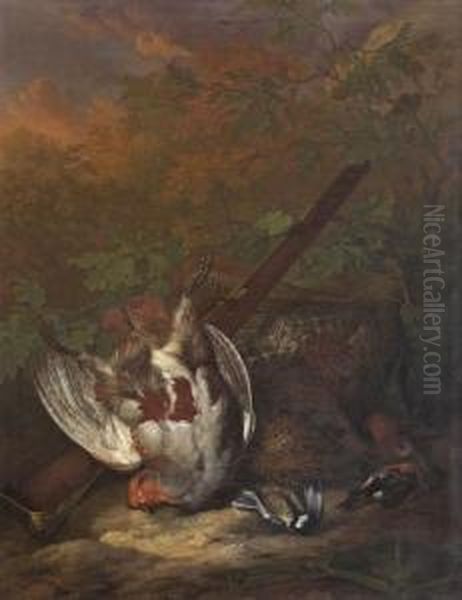 Jagdstillleben Miterlegten Vogeln Oil Painting by Ignatius Josephus van Regemorter