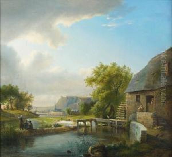 Paysage Au Fort De Namur Oil Painting by Ignatius Josephus van Regemorter