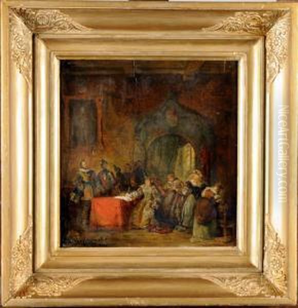 La Signature Oil Painting by Ignatius Josephus van Regemorter