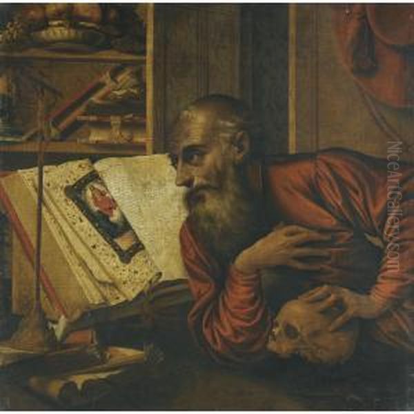 Saint Jerome In His Study Oil Painting by Marinus van Reymerswaele