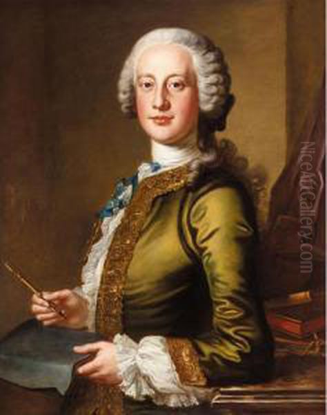 Portrait Of Sir John Cotton, 6th Bt. (d.1752) Oil Painting by Petrus Johannes Van Reyschoot