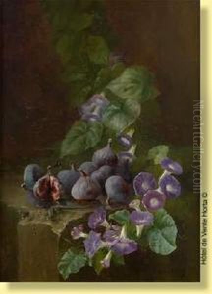 Composition Aux Figues Et Liserons Des Haies Oil Painting by Edward Van Rijswijck