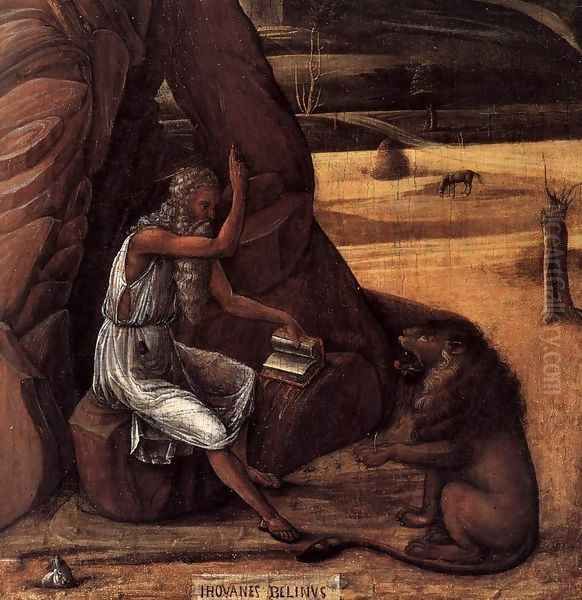 St Jerome in the Desert (detail) Oil Painting by Giovanni Bellini