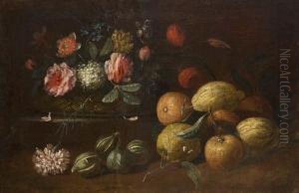 Blumen-und Fruchtstilleben Oil Painting by Willem Van Royen