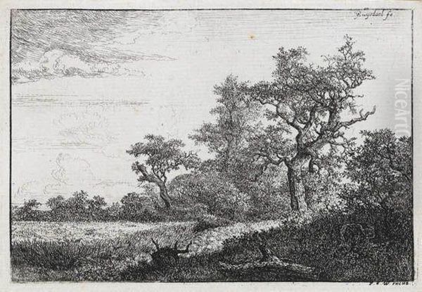 The Grain Field At The Edge Of A Wood Oil Painting by Jacob Van Ruisdael